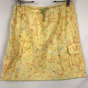 J. Jill Yellow Floral Pullon Skirt Sz Med Cotton